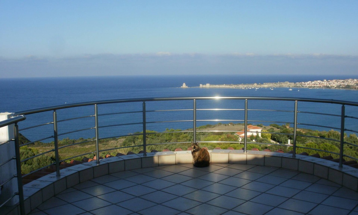 Messenia Region House | house-apartments ground floor panoramic view on sea fortress above ground pool