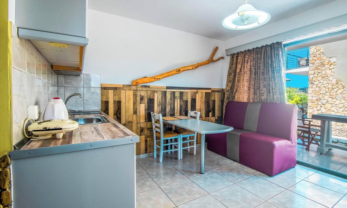 Arillas Apartment | 'Mirage Arillas Studio Type A9' next to Beach with Balcony, Shared Pool & Wi-Fi
