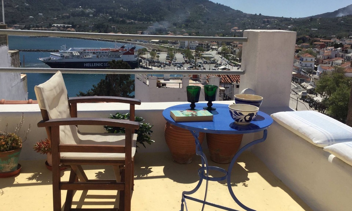 Skopelos House | NEFELI Beautiful vacation home on the Mama Mia island of Skopelos, roof terrace sea view