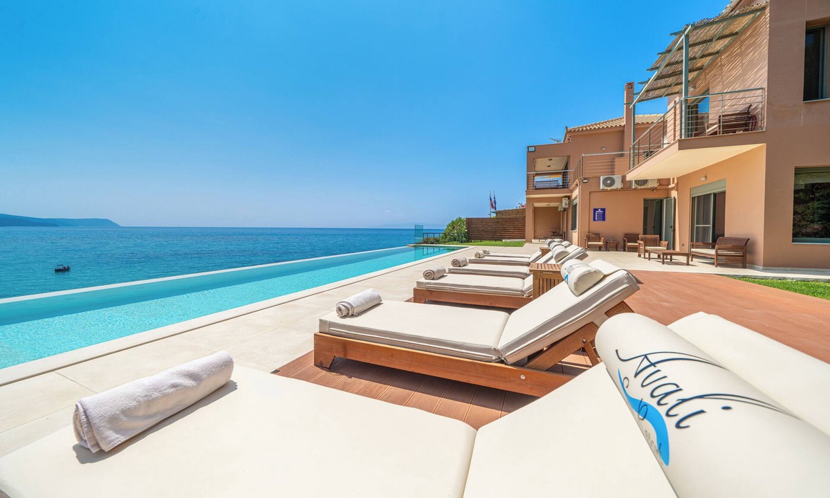 Karavados Villa | Seafront Villa with Panoramic Views, 5 Bedrooms, Pool, 3 Min Walk to Sandy Beach