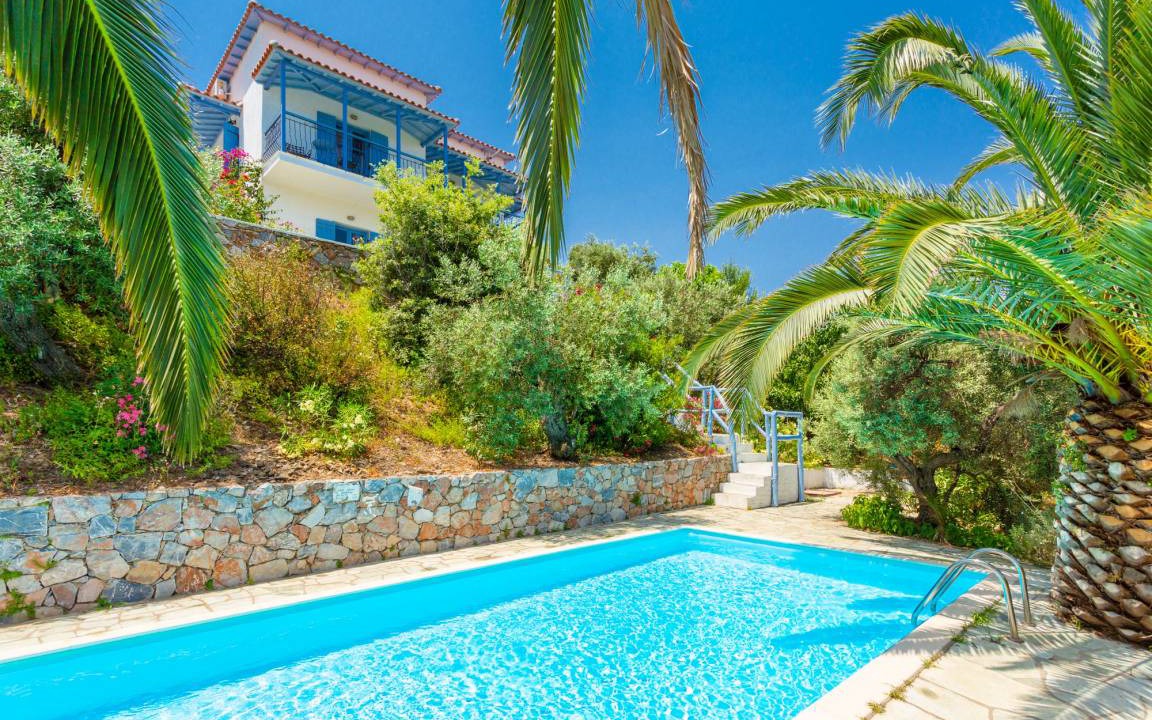 Skopelos Villa | Villa Ourania: Large Private Pool, Sea Views, A/C, WiFi