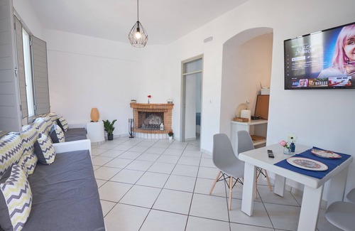 Kostos House | Bougain-villa: In Traditional Settlement with Garden & BBQ