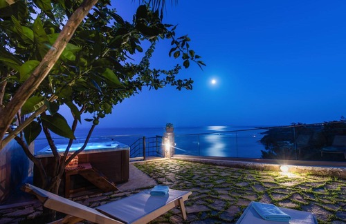 Xirokastello Villa | R 1193 Villa Musa -with Garden/Sea View, Outdoor jacuzzi & BBQ.