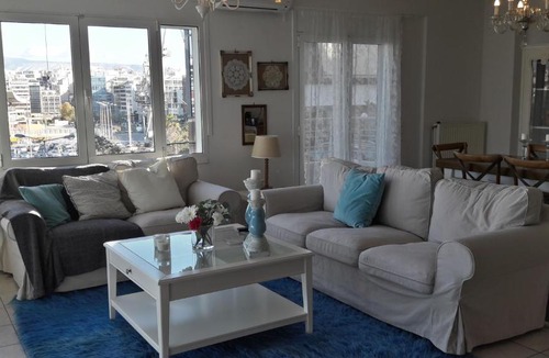 Piraeus Apartment | Chic style 2 bedroom apartment, great views of Piraeus cruise port