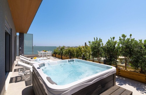 Ixia Apartment | Rhodes Skyline Suite With out Door Jacuzzi Sea View A2