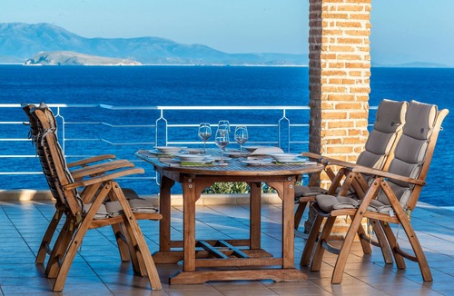 Evgiros Villa | Seafront 'Karavi Villa': 270° Views & Sea Access