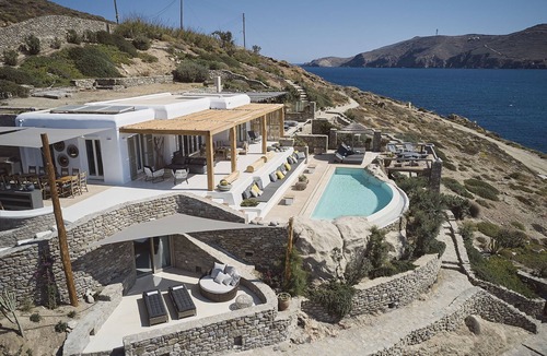Ftelia Villa | Villa Barbarossa - Elegant Beachfront Retreat with Heated Pool & Outdoor Gym