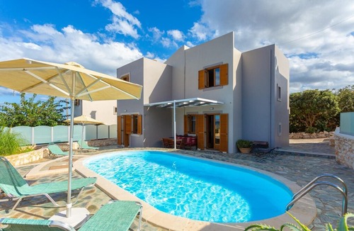 Megala Chorafia Villa | Villa Konstantina: Large Private Pool, Sea Views, A/C, WiFi, Eco-Friendly