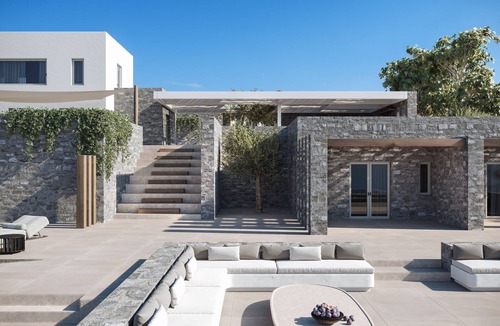 Kithnos Villa | Villa with a private pool, gym, built-in BBQ & amazing sunset sea views