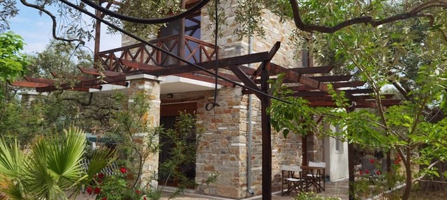 Elea stone houses, villa "palm" in bio olive grove, at Thassos Island