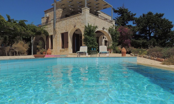 Apokoronas Villa | Beautiful Stone Villa With Peaceful Setting, Private Pool and Lovely sea Views