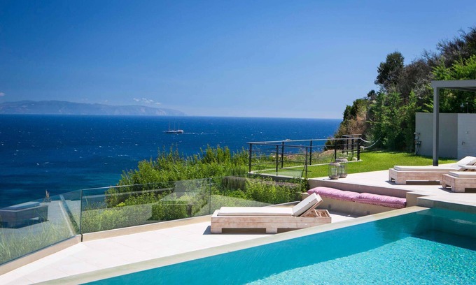 Leivathos Villa | Contemporary Seafront Villa, A/C, Private Pool, Steam Room, Sauna, Gym, Amazing Views - Near Spartia