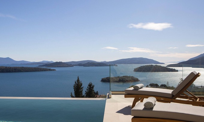 Perigiali Villa | Elegant stone-built Villa, with heated pool and amazing view