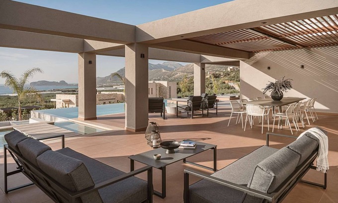 Limeniskos Villa | Luxury Crete Villas | Villa Babilon | 156 sqm Private Saltwater Infinity Pool.