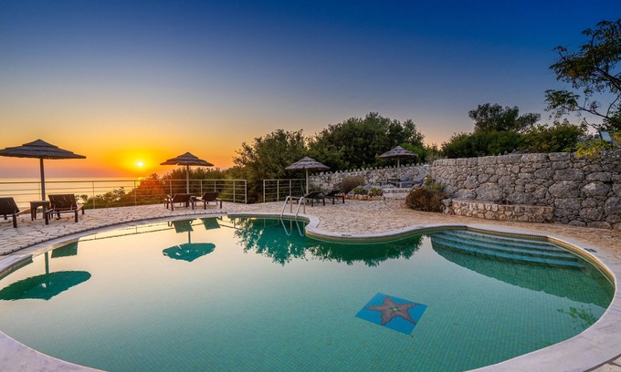Fiskardo Apartment | Stone Cottages, Pournari sea view-shared pool