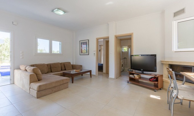 Longos Villa | Villa Mia: Private Pool, Walk to Beach, A/C, WiFi, Car Not Required