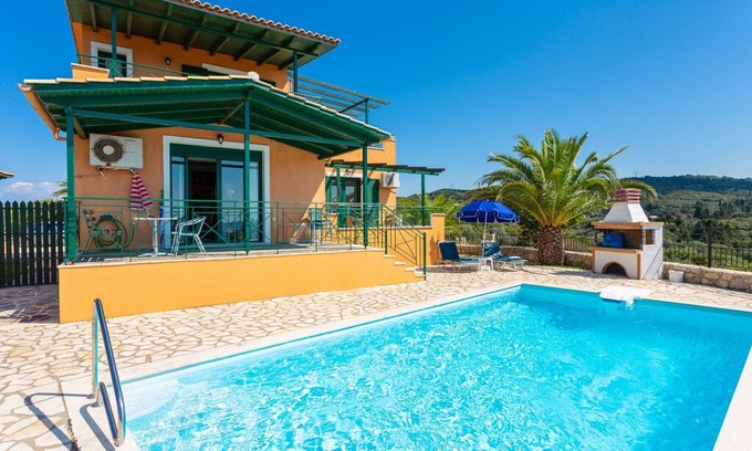 Mesovounia Villa | Villa Vera: Large Private Pool, Sea Views, A/C, WiFi, Eco-Friendly
